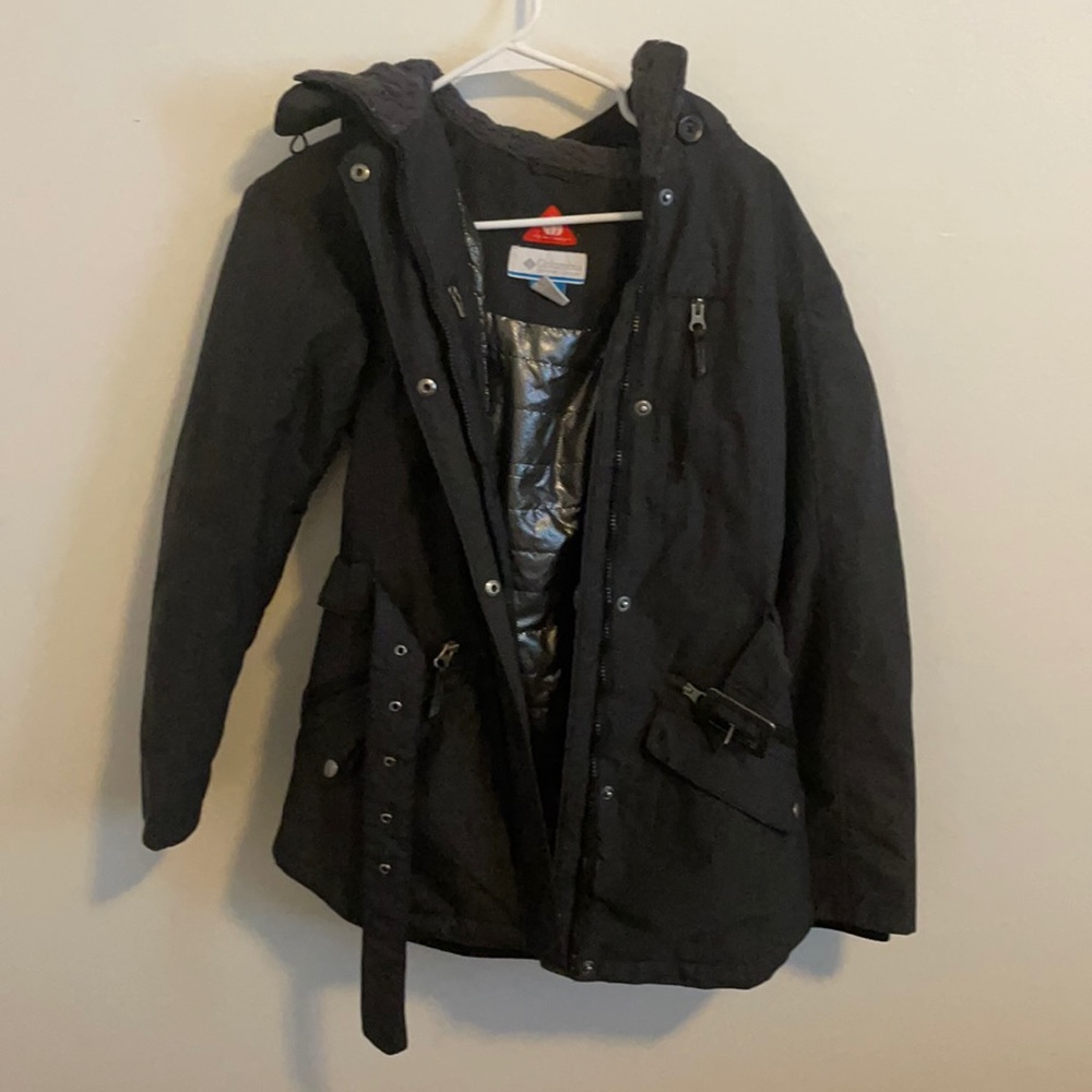 Columbia Omni-heat waterproof insulated jacket with hood and belt. Size Xsmall